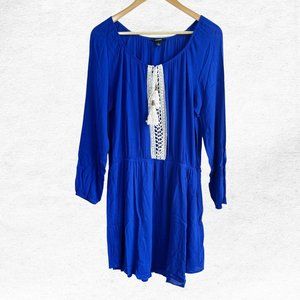 Large Espresso Blue Long Sleeve Mini Dress